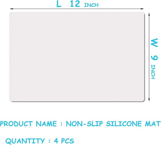 Clear Silicone Craft Mats 9"W x 12"L: 0.8mm Thick Heat Resistant Non-Slip | 4 Pcs Nonstick Translucent Silicone Sheet - Reusable Countertop Protector Pad for Jewelry Epoxy Glitter Slime DIY Art