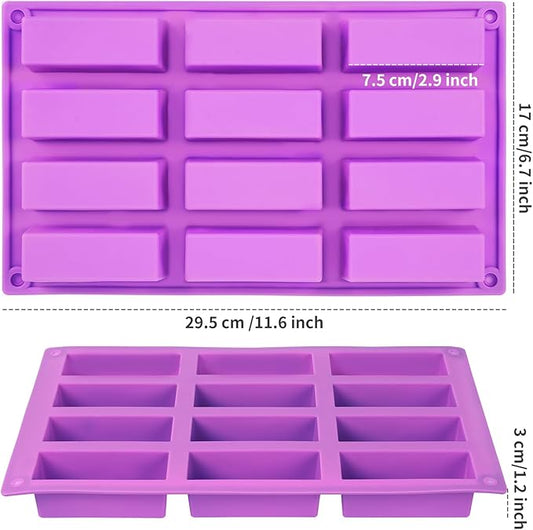 2 Pack Granola Bar Mold Silicone Mold,12 Cavity Rectangle Energy Bar Mold,Cereal Bar Molds for Ganache, Chocolate Bar, Truffles, Cheesecake