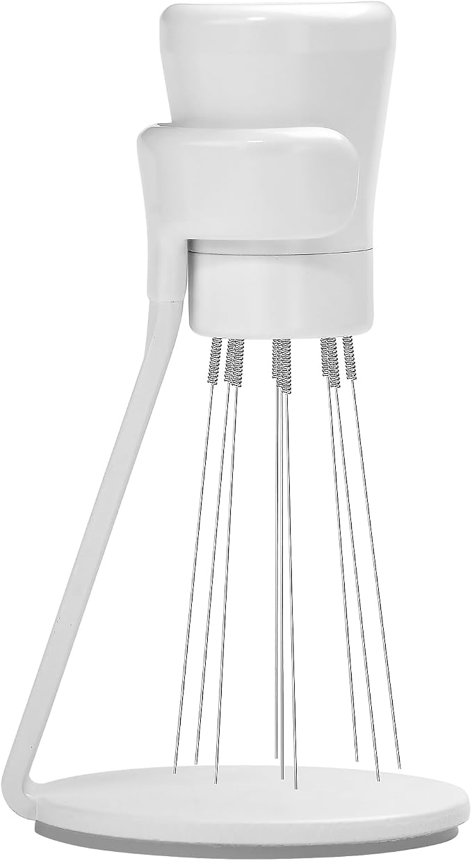 Normcore WDT Tool V2.1 with Stand - 0.23mm 9 Prong Espresso Distribution Too, Weiss Distribution Technique, Magnetic Coffee Stirrer with 16 Extra Needles, Non-Stick Coating White