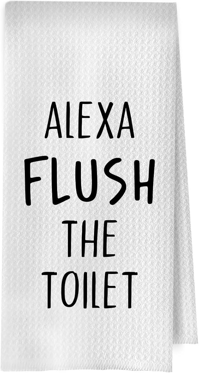 Funny Hand Towels for Bathroom 16x24 Inch, Funny Bathroom Decor, Flush The Toilet Decorative Hand Towels for Bath Room Washroom