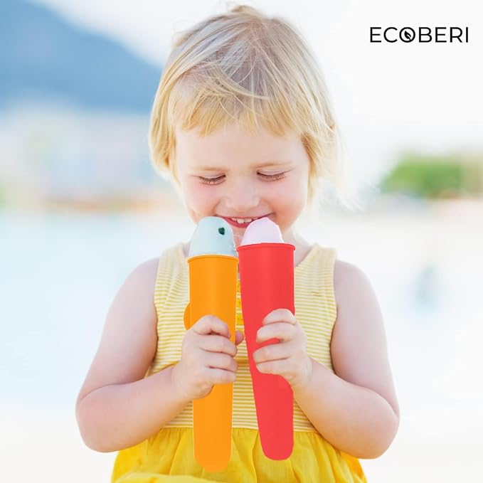 ECOBERI Silicone Popsicle Molds Set of 8 with BPA-Free Material - Reusable Ice Pop Maker with Attached Lids for Easy Storage - Stick-Free Design for Kids and Adults | BPA-Free Material, Reusable Ice Pop Maker, Attached Lids for Easy Storage, Stick-Free...