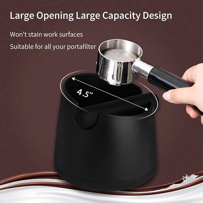IAOSEN Knock Box Large Capacity Design Espresso Knock Box Shock-absorbent Knock Box Espresso with Removable Knock Bar and Non-Slip Base Espresso Accessories for Home/Office