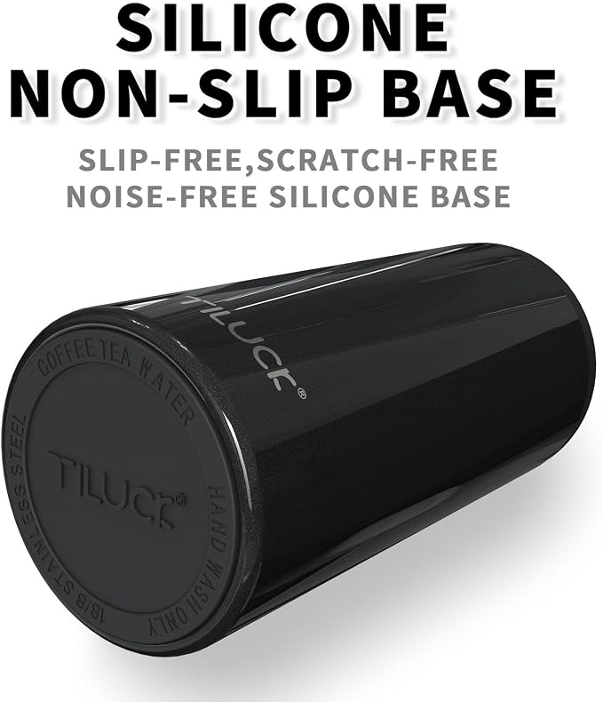TILUCK Skinny Can Cooler, Stainless Steel Insulated Slim Cans, 12 oz | Beer & Hard Seltzer, Doucle-Walled Stainless Steel Insulated Slim Cans, Slim 12 oz(Glitter Black)