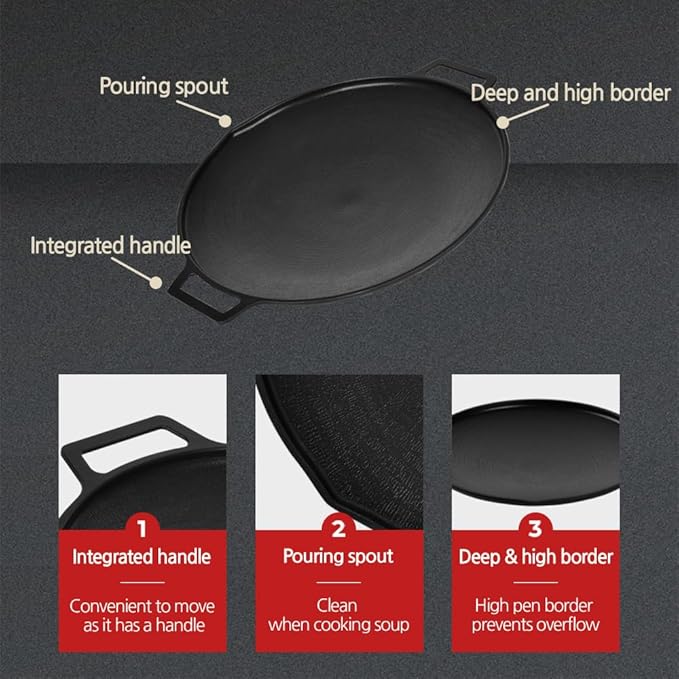 Korean BBQ 2 IH Griddle Grill Pan with Bag, Nonstick Coating, All Stove(Gas, Electric & Induction), Indoor Outdoor Griddle(14in)