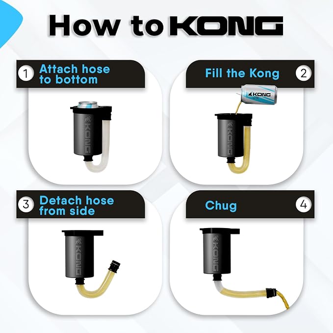 The Kong 2.0 - A Portable Can or Bottle Cooler/Cup With A Detachable, Expandable, Hose To Funnel Your Drink (Black)
