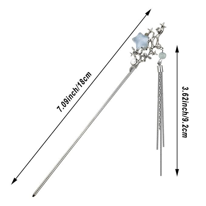 5PCS Butterfly Flower Hair Sticks for Buns Long Hair Chinese Hanfu Asian Vintage Hair Chopsticks Metal Silver Hair Bun Updo Holders Long Hairpins for Women Girls