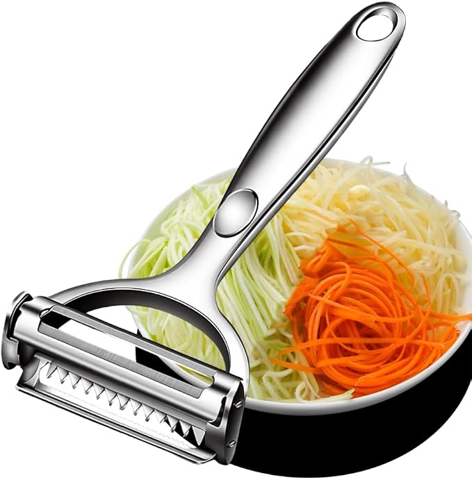 Multifunction Vegetable Peeler Julienne Peeler for Kitchen | stainless steel 2 in 1 julienne vegetable peeler for potato ，cabbage，carrot，cucumber，fruit