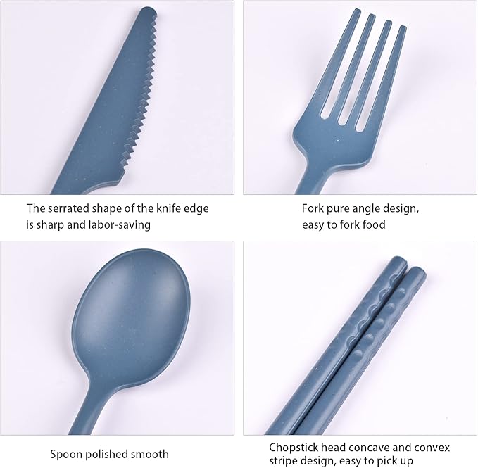 Travel Utensils with Case, Rrusable Utensils Set with Case, Plastic Cutlery Set Forks Spoon Tableware, Portable Camping Cutlery Set for Travel Picnic or Daily Use