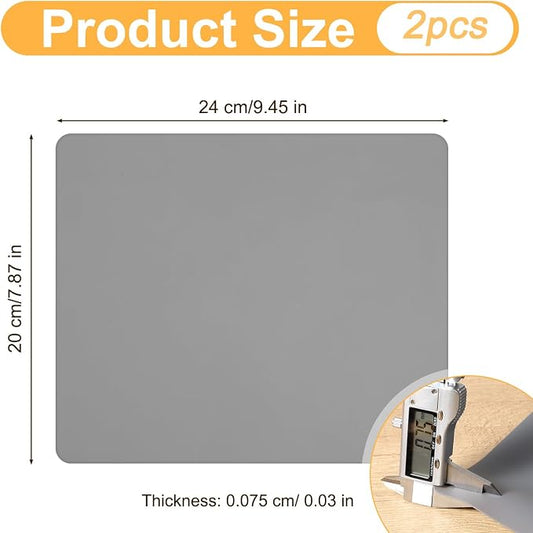 2pcs Silicone Mat for Crafts, 9.45 X 7.87 In Silicone Mat for Kitchen Counter, Heat Resistant Non-Slip Counter top Protector, Placemat, Baking (Dark Gray)