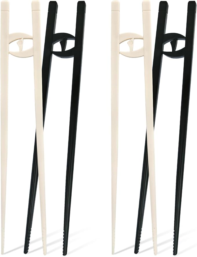 Easy-to-Use Reusable Chopsticks for Adults w/ Helper Design, 4 Pcs