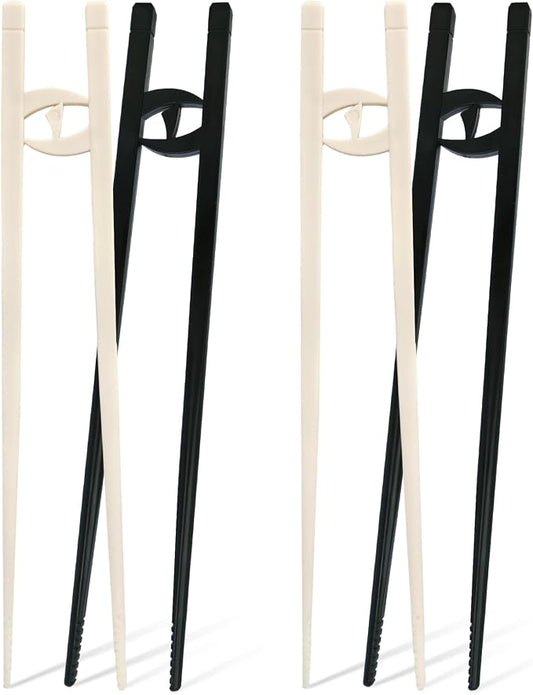 Easy-to-Use Reusable Chopsticks for Adults w/ Helper Design, 4 Pcs