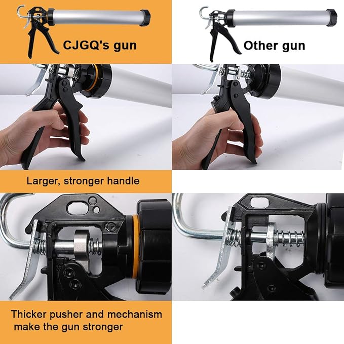 Sealant Sausage Caulking Gun with Aluminum Cartridge 600ml/20oz - 12:1 Thrust Ratio (Silver)