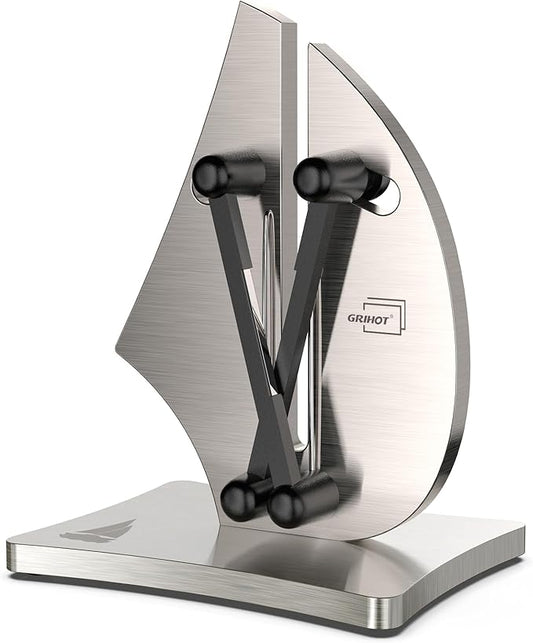 VN3 Professional Knife Sharpener | 3-Action Streamlined Sailboat Design for Effortless Knife Sharpening - The Ultimate Tool for Precision 11 to 21 Degree Angles (Upgrade Stainless Steel)