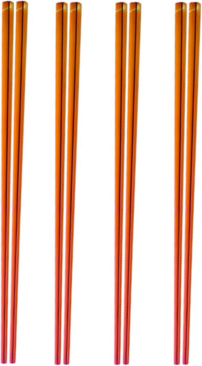 Stainless Steel Chopsticks,Reusable ,Dishwasher Safe , Easy to Use（4 PCS,Dazzling red）