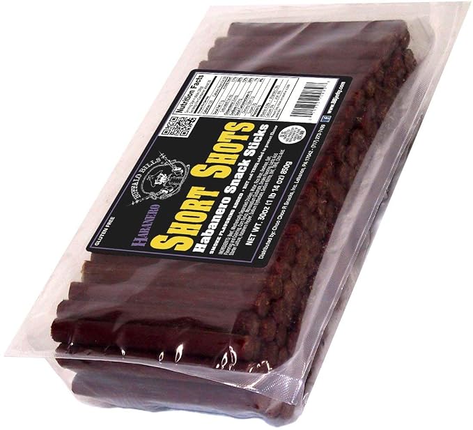 Buffalo Bills Habanero Short Shots Beef Sticks, 3.5"Sticks/30 Oz Bag | Gluten Free, Ideal For Road Trips, Officesnacks, Hiking, High Protein Snack, Made In The USA, 100% Us-Raised Beef, 120 Sticks