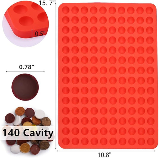 2 Pcs Small d Silicone Molds, 140 Cavity Semi Sphere Molds for Chocolate, Baking, Homemade Candy, Wax Melts Beads, Ice Balls, DIY Dog Training Treats