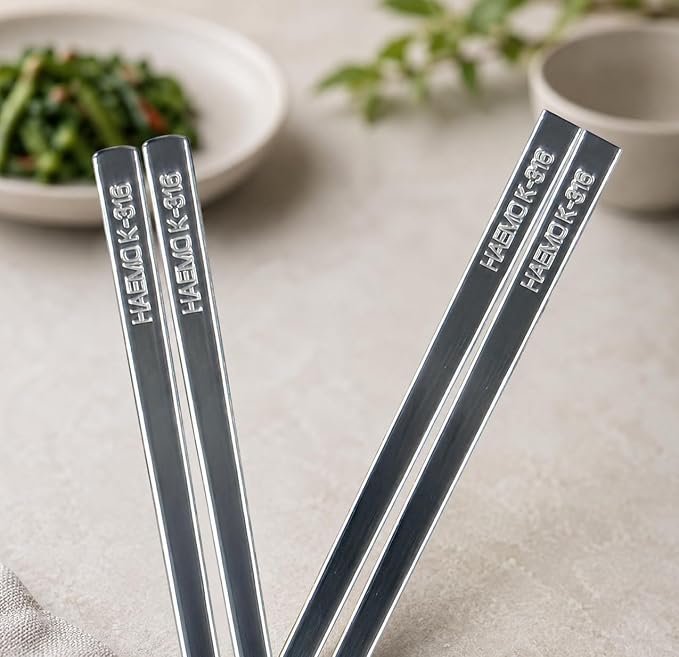 Korean Chopsticks Set, Premium 316 Stainless Steel, Made in Korea, 6 Pairs Multi-Set, Designed for Family Dining with Dual Size Design | Made in Korea, Dual Size Design, Designed for Family Dining