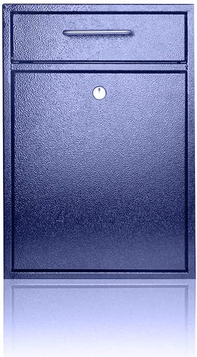 Wall Mounted Locking Vertical Dropbox Mailbox - Safe and Secure (Large) | Made with Galvanized Steel | Blue