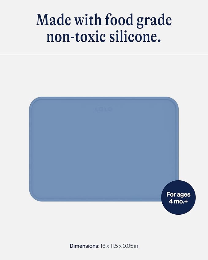 Lalo Silicone Placemat for Toddlers & Babies - Non-Slip Kids Placemat for Restaurants & Dining Tables - Non-Toxic & BPA Free Safe - for Ages of 4 Months and Up - Blueberry