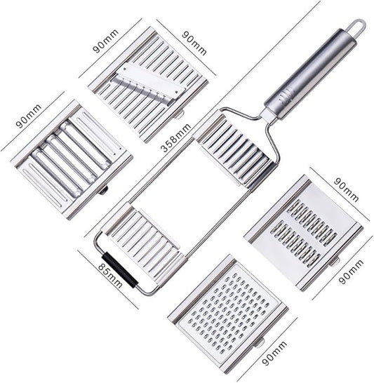 Handheld Food Grater,Professional Zester Slicing Set with 4 Interchangeable Blades for Lime,Cheese,Garlic,Ginger,Chocolate,Vegetable,Fruits