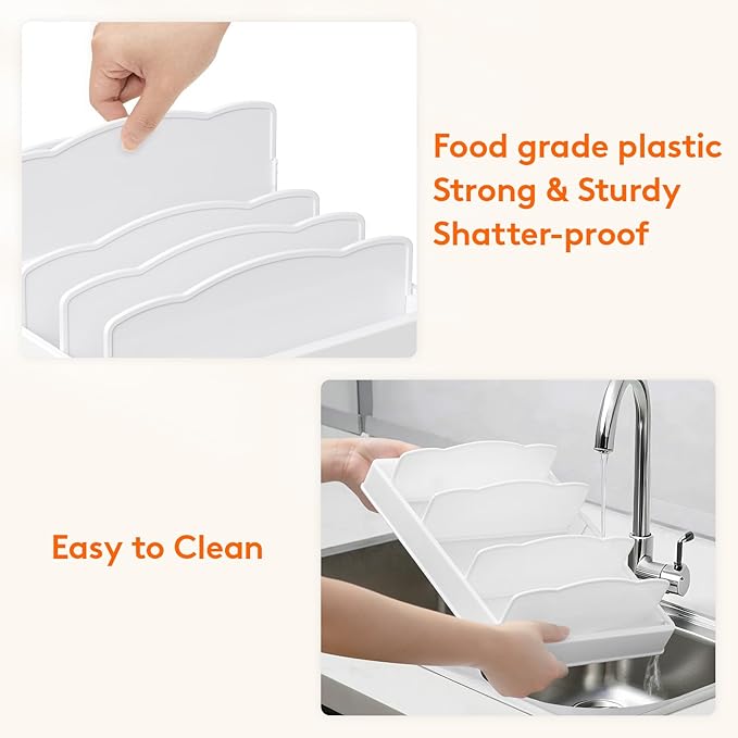 Lifewit Kitchen Cabinet Organizer for Food Contanier Lid with 7 Sections | Lid Holder with 6 Adjustable Dividers for Pantry Organizers and Storage, Home Drawer Organization, White, Large, 13" x 10"