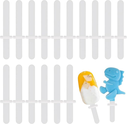 WMKGG 16 Pieces Popsicle Plastic Sticks Reusable for WMKGG Mini Popsicle Silicone Mold Ice Pop Sticks for Home Cake Candy Gifts Party