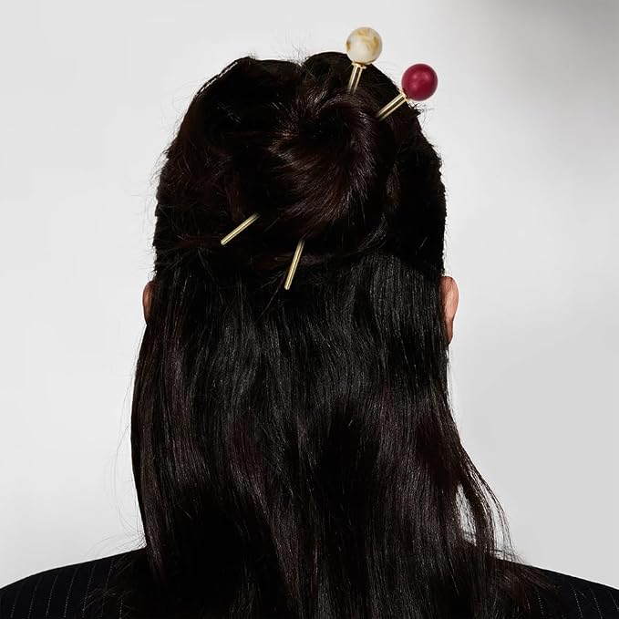 6Pcs Hair Sticks for Buns Elegant French Hair Pins for Women, Alloy Hair Forks for Curly, Straight, Wavy & Fine Hair
