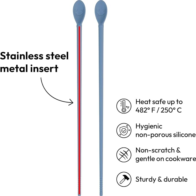 Carrotez Silicone Cooking Chopsticks, Long (12 inch) Reusable Chopsticks for Cooking, Heat Resistant, Non-Scratch, Gentle on Cookware, 1 pair - Blue