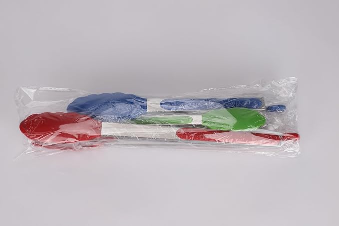 Hotec Premium Stainless Steel Locking Kitchen Tongs with Silicon Tips, Set of 3-7", 9" and 12" multicolor