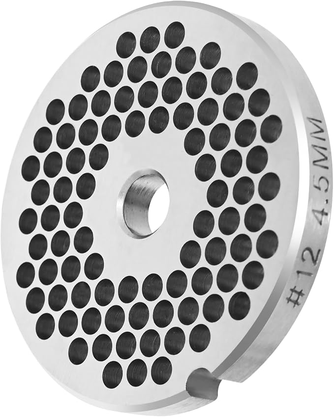 #12 Stainless Steel 4,5mm Meat Grinder Plate for Sausage | Fits #12 grinders,Stainless steel & durable, 4,5mm fine-medium plate, Great for sausages & meat,Heavy-duty grinder plate.