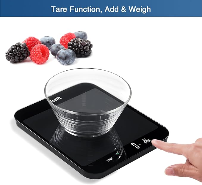 Vitafit 33lb Food Scale, High Accuracy 0.1oz by Our Professional Scale Factory Since 2001, Digital Kitchen Scales Weight Grams and Ounces for Cooking & Baking, 8.5x7.1in Platform, 3 AAA Battery, Black