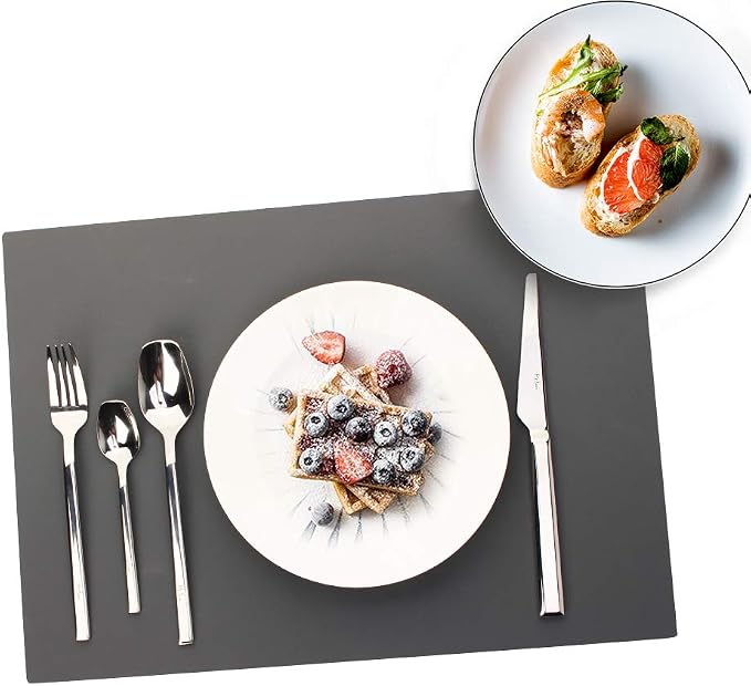 ME.FAN Silicone Placemats [17.7''x12.6''] Heat-Resistant Thicken Non-Slip Tablemats Non-Skid Table Mats Set of 4 (Yellow)