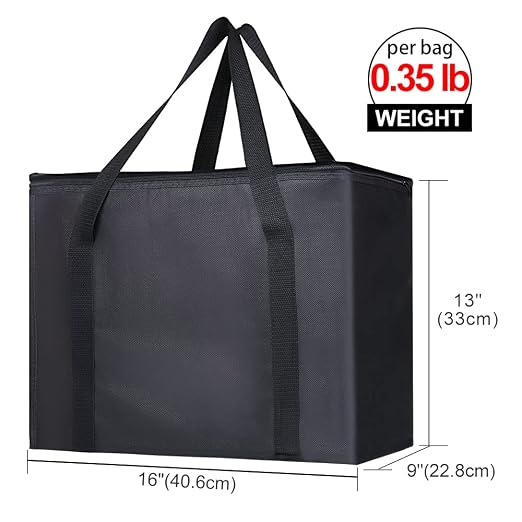 Bodaon Insulated Pizza Delivery Bags, Food Delivery Bag, Black, X_Large, 10-Pack