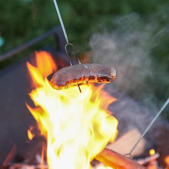 MalloMe Smores Sticks for Fire Pit - Accessories for Campfire Marshmallow Roasting Sticks Smores Kit Outdoor - Smore Skewers Hot Dog Fork For Outside, Camping Essentials Bonfire Gear Long 32" 5 Pack