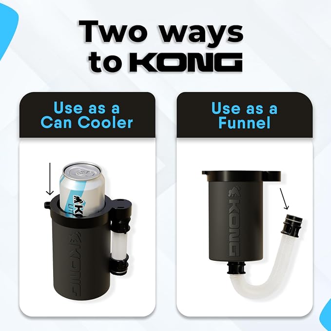 The Kong 2.0 - A Portable Can or Bottle Cooler/Cup With A Detachable, Expandable, Hose To Funnel Your Drink (Black)