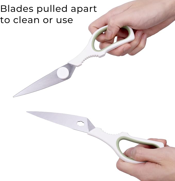 Kitchen Scissors All Purpose Kitchen Shears with Magnetic Holder, Soft Grip Handle Cooking Scissors Dishwasher Safe with Come Apart Blade Heavy Duty Scissors for Meat, Vegetable, Herb, White