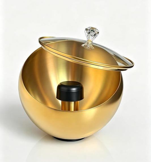 Upgraded Stainless Steel Espresso Knock Box Coffee Knock Box with Glass Lid and Magnetic Removable Knock Bar, Holds 20Double Espresso pucks & Coffee Grounds (GOLD)