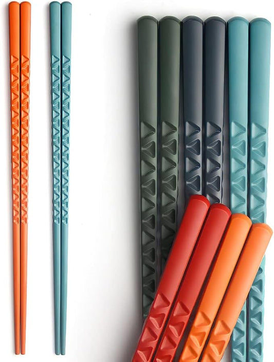 Chopsticks, YFWOOD 5 Pairs Fiberglass Chopsticks - Reusable Multicolor Chop Sticks,Dishwasher Safe, Non-Slip,Japanese style-9.5 Inch