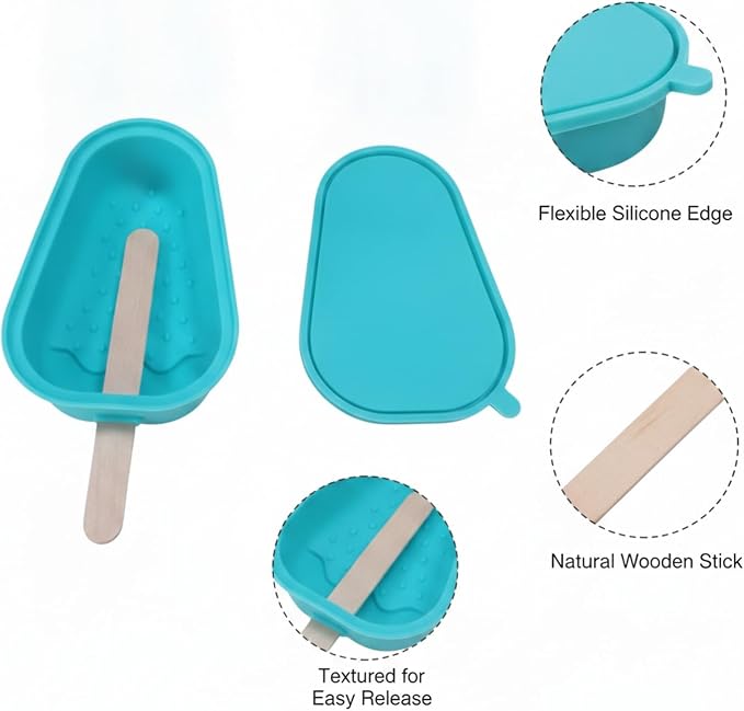 Easy-Release Homemade Popsicles with Silicone Mold, Lids & Sticks for Juice or Yogurt, 5 fl oz Capacity