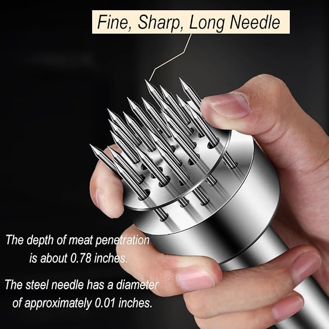 Stainless Steel Meat Tenderizer Tool, 21 Sharp Needles, Meat Piercing, Tenderizing Steak, Beef, Chicken, Pork, Barbecue, Marinating, Small Meat Grinder
