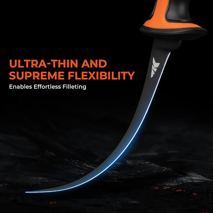 KastKing Ultimate Angler 7" Finesse Fillet Knife, Fishing Knife for Men | Vanadium Stainless Steel Blade, TPE Handle, Ultra-Thin Flexible Blade, Corrosion-Resistant, Sheath with Sharpener & Carabiner