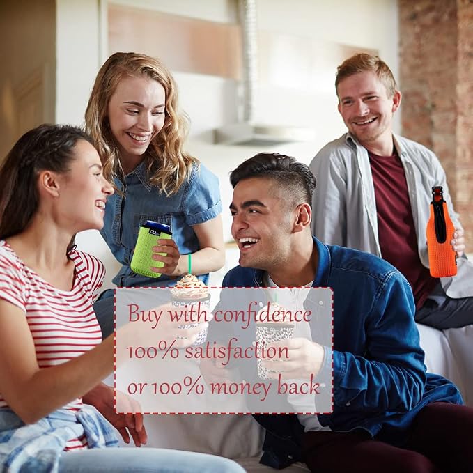 Beer Bottle Sleeve Insulators 12oz 330ml Standard Beer Bottle Cooler Covers Zip-up Bottle Jacket 12OZ Standard Can Sleeves Coolie Neoprene Insulator (Blue)