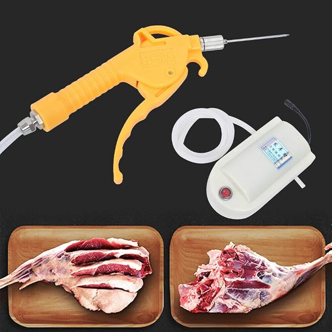 Electric Meat Marinade Injector Pump with Dual Guns, 10 Stainless Steel Needles, Food-grade Silicone Tube, 50W Electric Pump Gun for Lamb, Beef, Pork, BBQ, Home Kitchen Cooking, Easy to Use and Clean