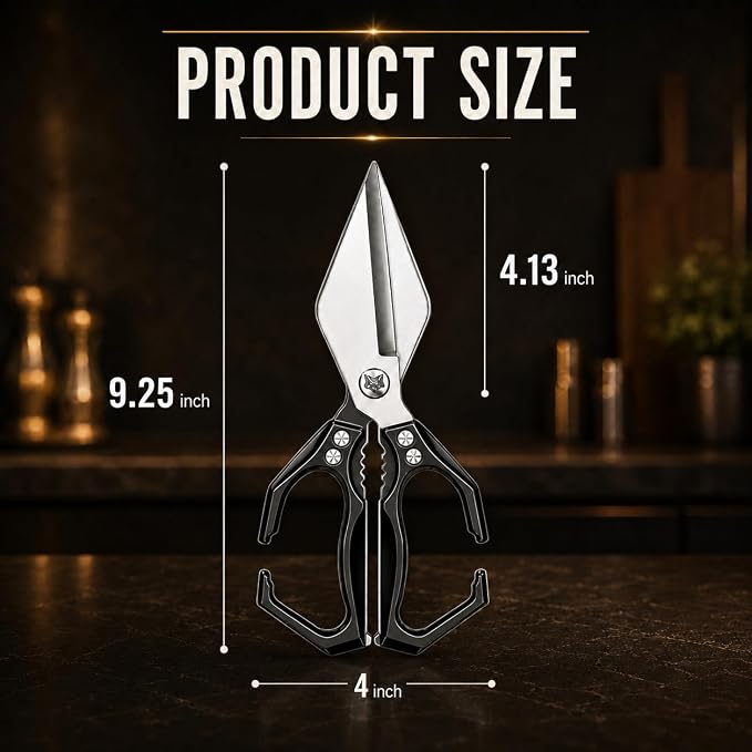 Seattleget Multifunctional Heavy-Duty Kitchen Shears,Chicken Bone Scissors,Japanese Style High Carbon Steel Cooking Scissors,Poultry Shear,Poultry Shear,for Meat,Seafood and Bone Cutting(Black)
