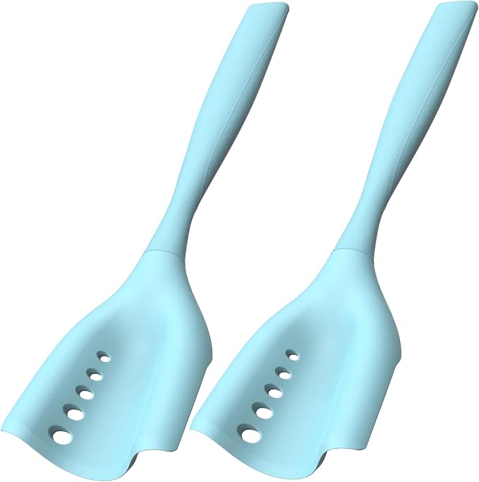 2Pack Meat Chopper Mincing Spatula, Silicone Grinder for Ground Beef | Heat Resistant, Smasher for Potato Mix Tool, Non-Scratch for Non-Stick Pans, Meat & Poultry Tenderizers, Aqua