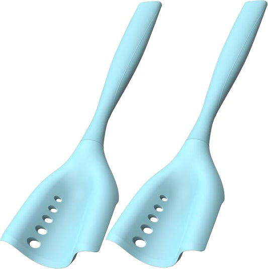 2Pack Meat Chopper Mincing Spatula, Silicone Grinder for Ground Beef | Heat Resistant, Smasher for Potato Mix Tool, Non-Scratch for Non-Stick Pans, Meat & Poultry Tenderizers, Aqua