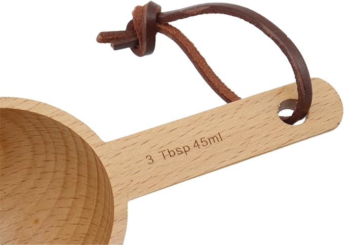 45ml Wood Measuring Spoon and Scoop Wooden Tablespoon 45ml Measuring Scoop 3 TBSP Retro Coffee Spoons for Dry Ingredients Ground Tea Spice (Wood Color, 3TBSP)