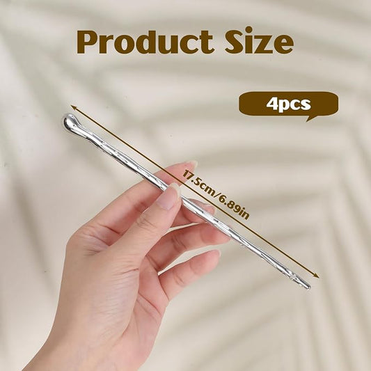 4Pcs Silver Gold Hair Chopsticks Chinese Hair Sticks for Buns Metal Chinese Hairpin Classic Hairs Accessories for Women Lady Girls Buns and Updos Suitable Fine Thick Hairs 6.9inch