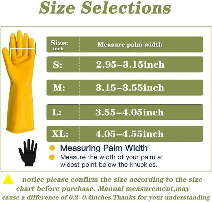 8 Pairs Reusable Household Cleaning Gloves, Rubber Kitchen Dishwashing Gloves, Extra Thickness, Long Sleeves, for Washing Dishes, Pet Care, Small, Yellow