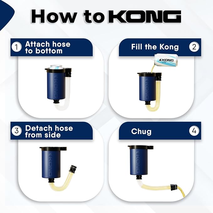 The Kong 2.0 - A Portable Can or Bottle Cooler/Cup with A Detachable, Expandable, Hose to Funnel Your Drink (Navy)